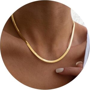 Hipwope 14K Gold/Silver Plated Snake Herringbone Necklace