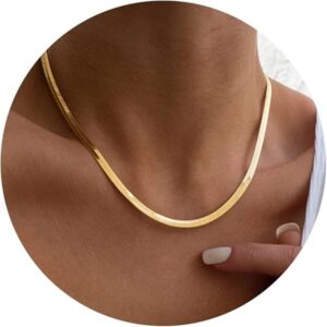 Hipwope 14K Gold/Silver Plated Snake Herringbone Necklace
