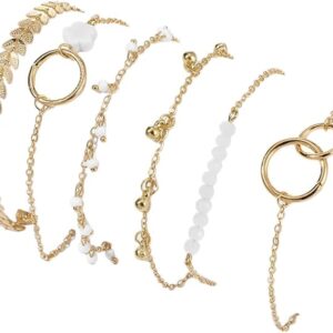Shining Diva Fashion Multilayer Gold Plated Bracelet Set