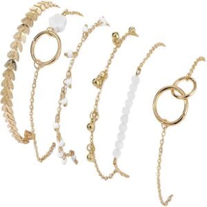 Shining Diva Fashion Multilayer Gold Plated Bracelet Set