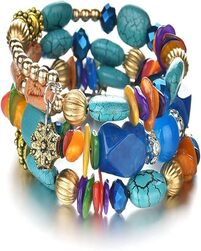 SYOSI Multilayer Irregular Agate Beads Charm Bracelets